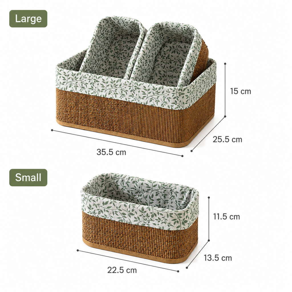 4-Piece Floral Woven Fabric Storage Basket Set