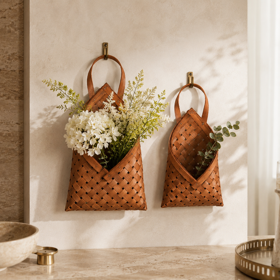 Bamboo Wall Hanging Basket Set