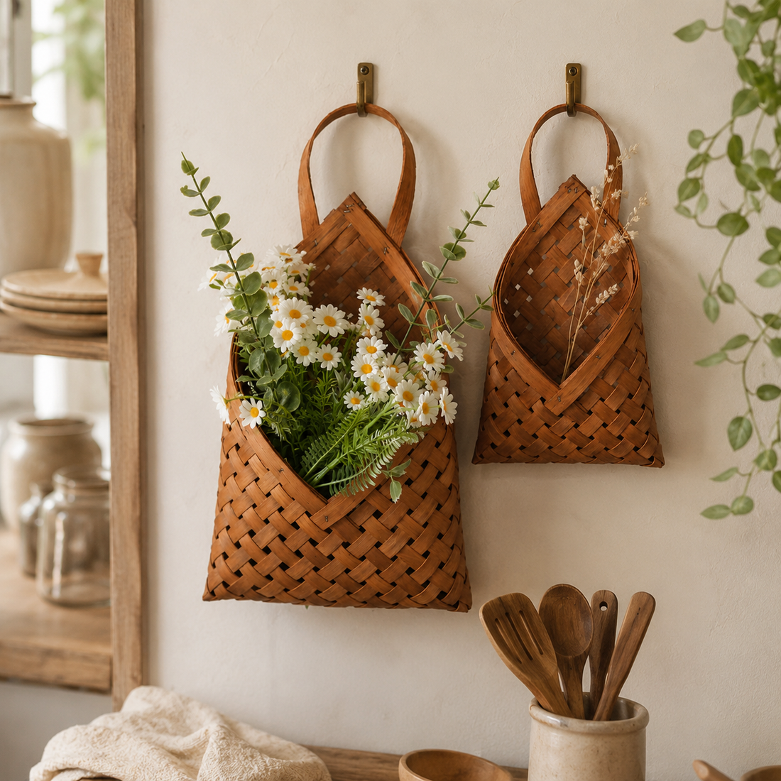 Bamboo Wall Hanging Basket Set