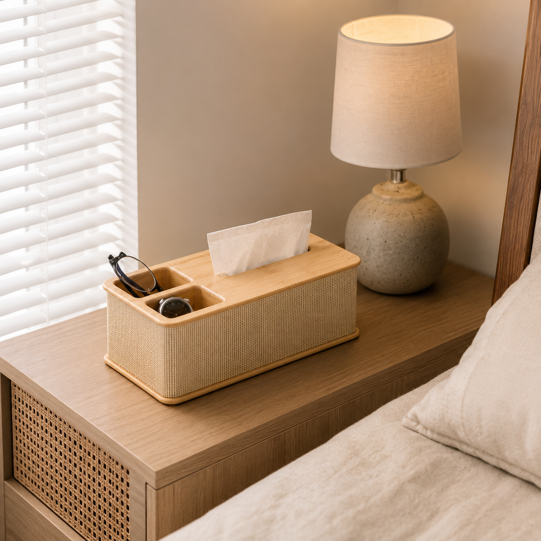 Bamboo Tissue Box Organize