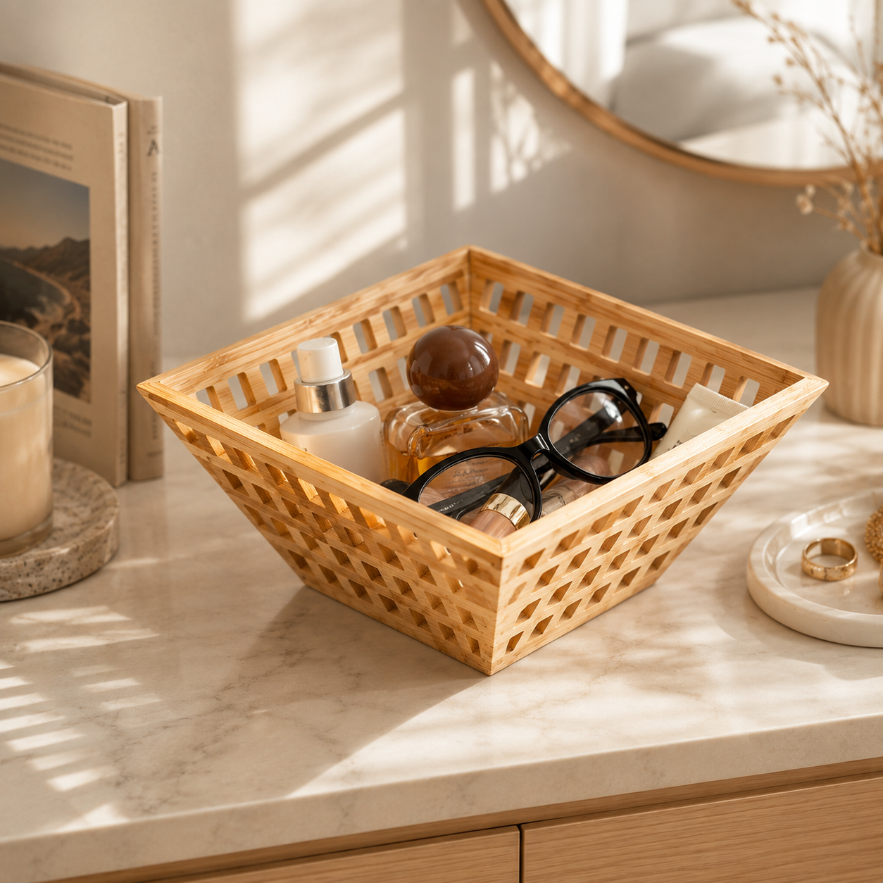 Openwork Bamboo Storage Baske