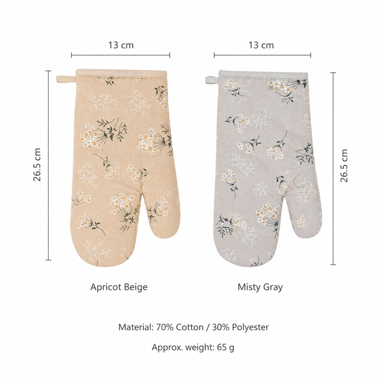 Floral Oven Mitt for Everyday Kitchen Use woven detail view