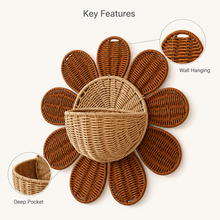 Sunflower Wall Basket | Woven Rattan Hanging Storage