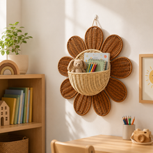 Sunflower Wall Basket | Woven Rattan Hanging Storage