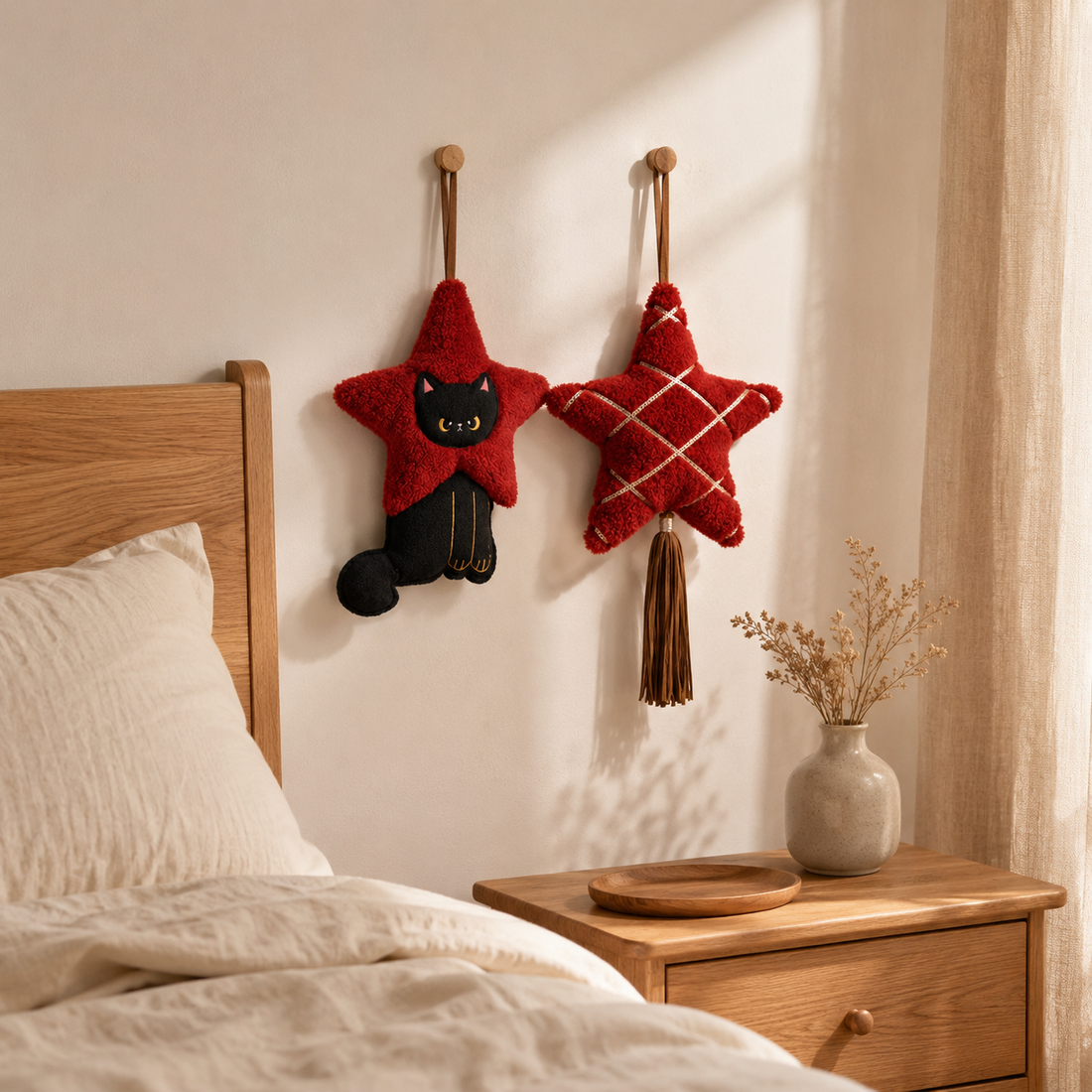 Red Plush Star Hanging Ornament | Cat & Tassel Designs