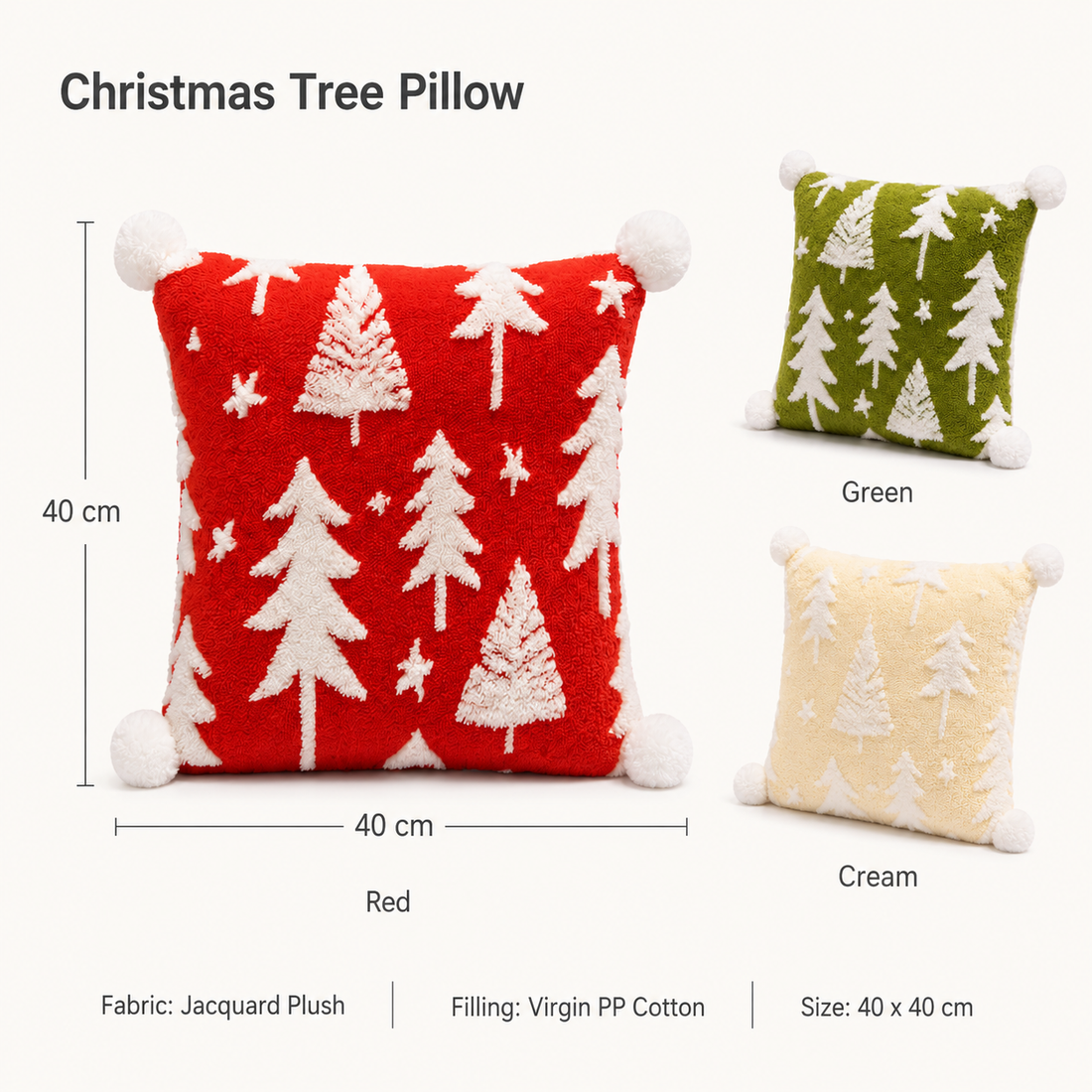 40cm Christmas Tree Pillow | Plush Holiday Cushion