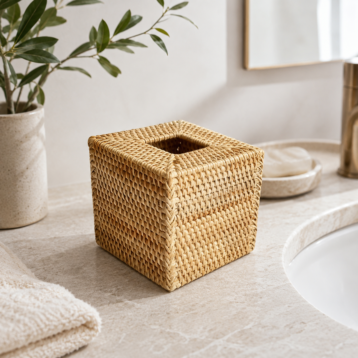 Rattan Tissue Box