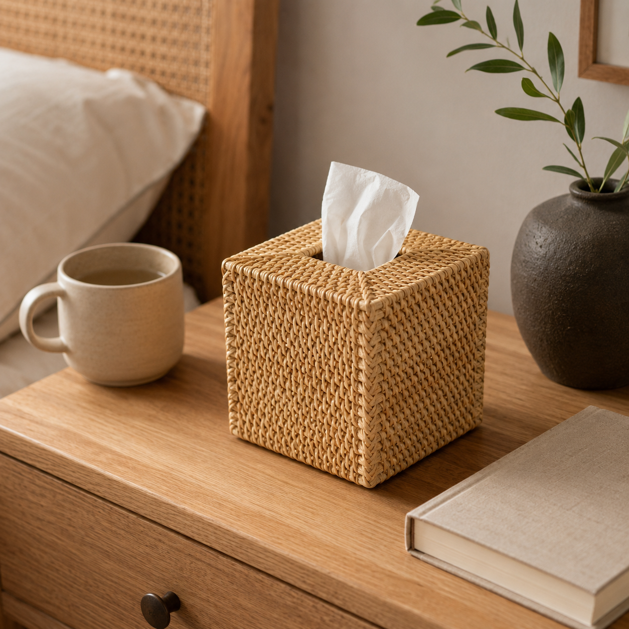 Rattan Tissue Box