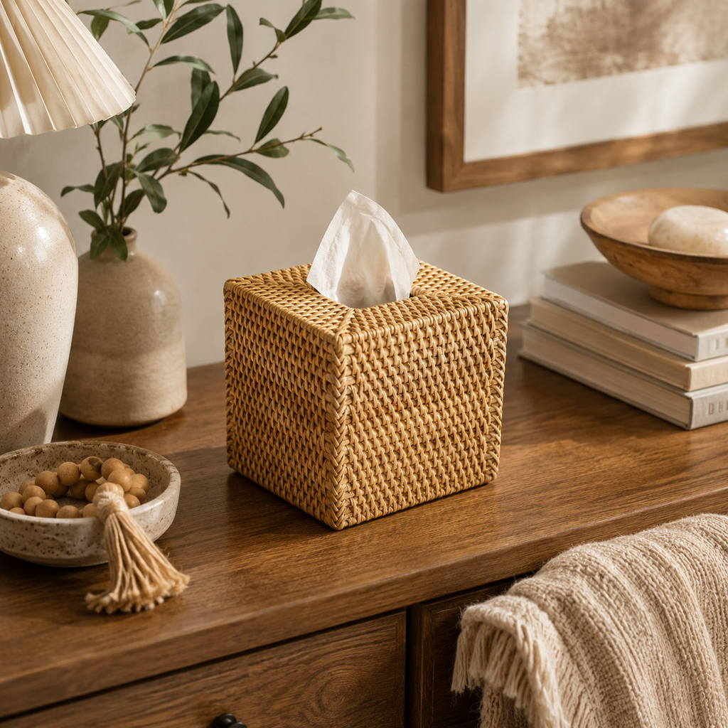 Rattan Tissue Box