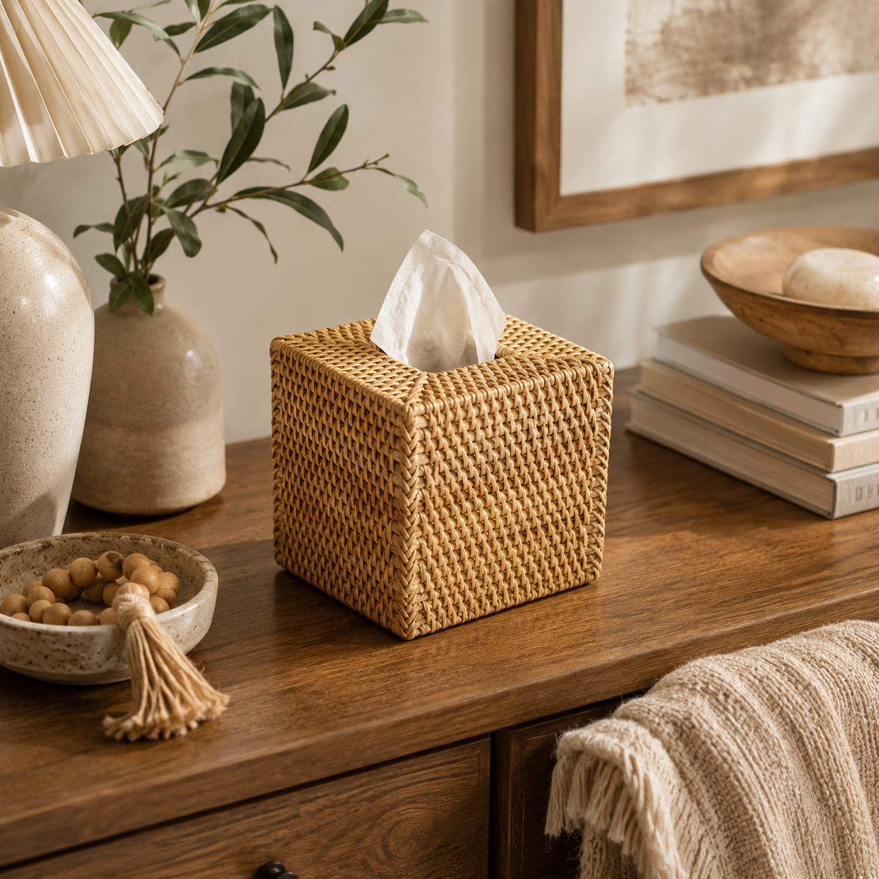 Rattan Tissue Box
