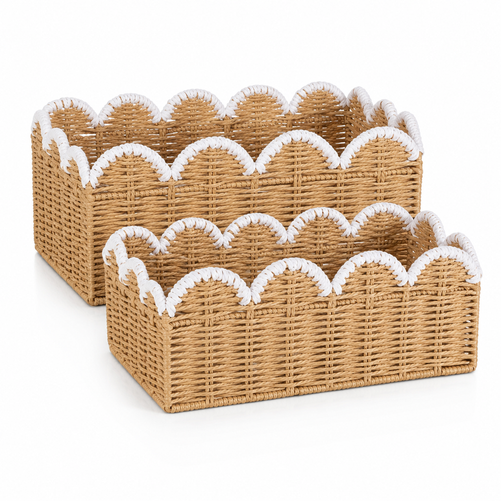 Scalloped Edge Woven Storage Basket