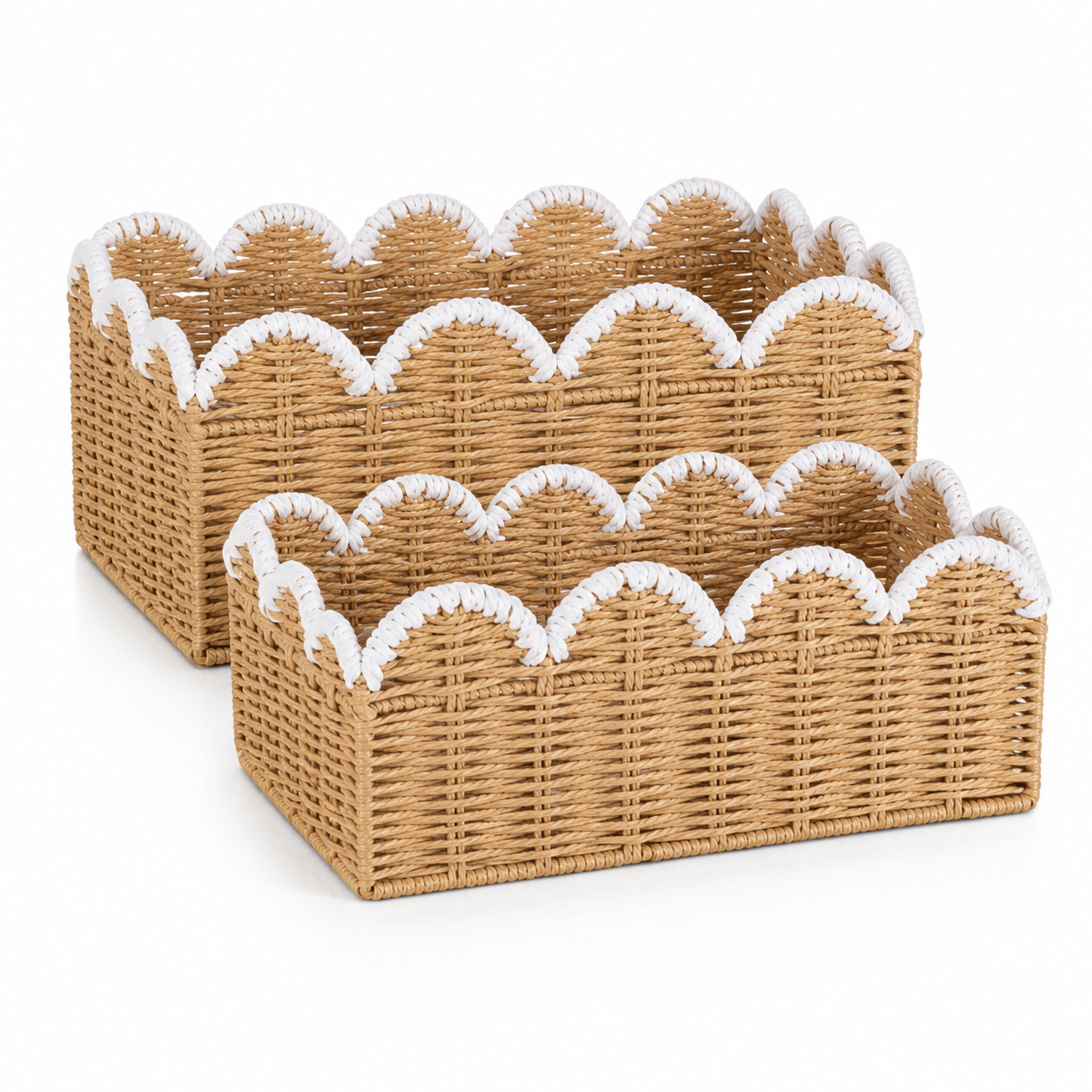 Scalloped Edge Woven Storage Basket