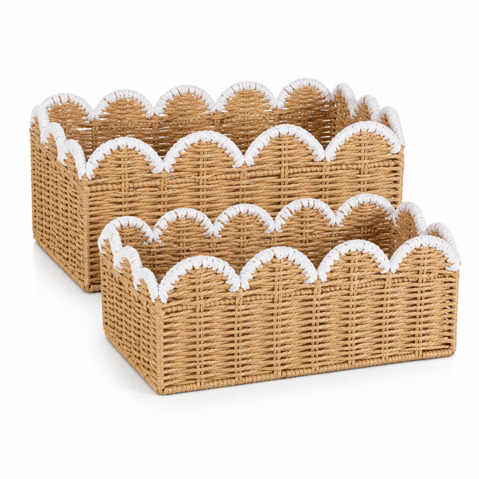 Scalloped Edge Woven Storage Basket