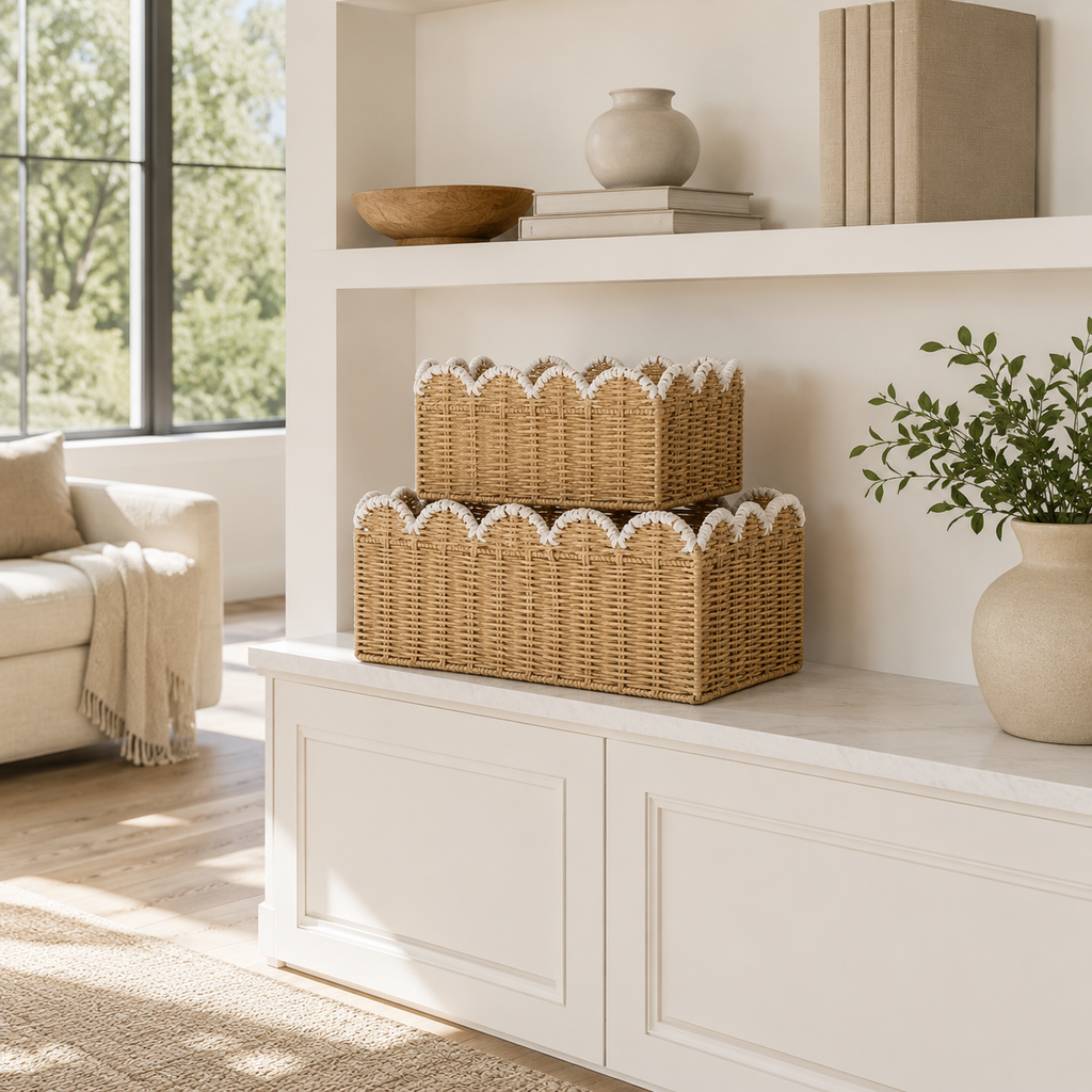 Scalloped Edge Woven Storage Basket